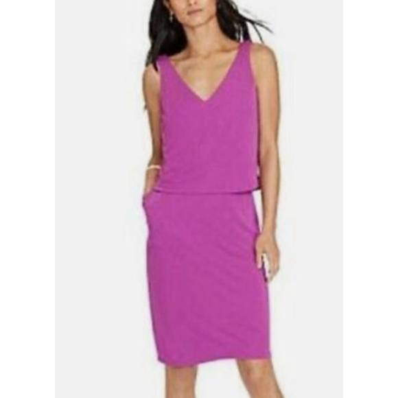 Women's LAUREN Ralph Lauren Purple Layered Dress Plus Size 1X - Picture 7 of 7